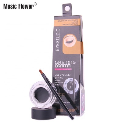 Music Flower Amazon Hot Sale Waterproof OEM Eye Liner 24 Hours Longlasting Eyeliner Cream With Brush Cosmetics Makeup BROW GEL