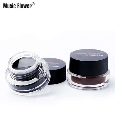 Original Music Flower Wholesale Super Popular Black+Brown With 2 Makeup Brush Longwear Waterproof Smooth Quick Dry Gel Eyeliner