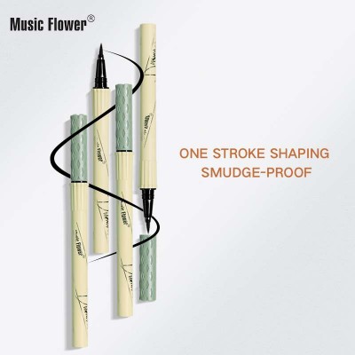 Music Flower 2021 New Design Smooth Delicate Long Lasting Smudge-proof Nylon Brush Tip Black Liquid Waterproof Eyeliner Pen