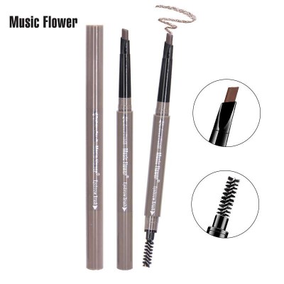 Music Flower 3D Eyes Makeup Set Womens Eye Brow Enhancer Pen Lasting Make Up Brush 4 Colors Brown Matte Eyebrow Pencil