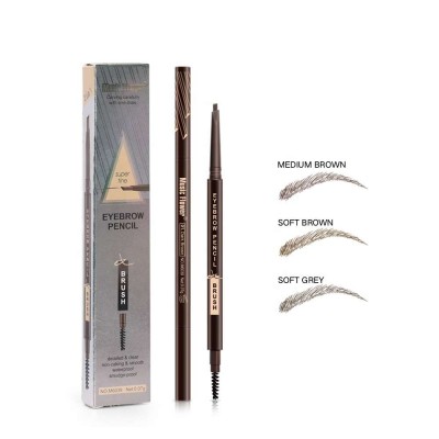 Original Music Flower Manufacturer New Design Waterproof Lasting Double Head Slim Tip Slanted Eyebrow Pencil With Comb Brush