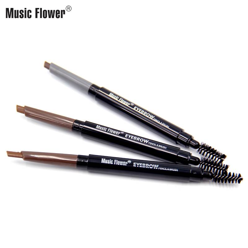 Music Flower Factory Hot Sell Waterproof Long- Lasting Brown Grey Black Double Head Angled Private Label OEM Eyebrow Pencil