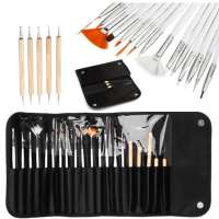 20 Pcs/Set Nail Art Decorations Brush Set Tools Kit Professional Painting Pen UV Nail Gel Polish with Pouch Bag